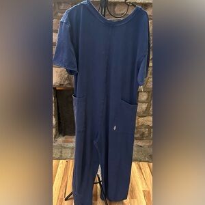 (NWT) Free People Navy Blue Jumpsuit Wide Leg Oversized Pocket Romper